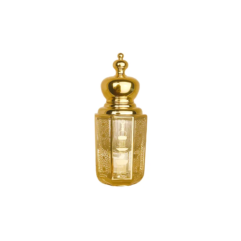 Frasco vazio para perfume de cristal, garrafa de óleo de perfume Attar Glass Oud Tola com tampa zamak