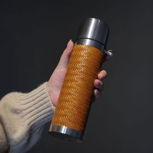 Gobelet isotherme en bambou tissé 400 ml, portable, pour les voyages - Product Image 1