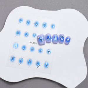 Farbverlauf Nagel dekoration 3D Silber Linien <span class=keywords><strong>Nail</strong></span> Art Decals Relief Star Herzförmige DIY Nagel aufkleber - Product Image 1