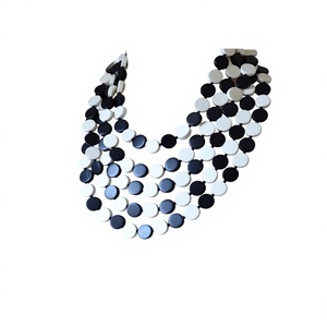 Classic <b>Blue</b> Yellow Multi Strand Resin <b>Bead</b> Necklace Handmade Colorful Round Statement Stylish Jewelry Wedding Party for Women - Product Image 5