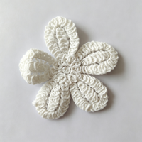 En stock, Patch fleur 5 pétales en coton blanc cassé, style crochet en fil épais, pour la décoration de vêtements, pinces à cheveux, sacs et artisanat DIY