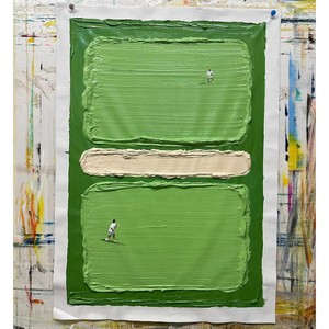 Làm bằng tay hiện đại trang trí nội thất lớn vải tường nghệ thuật hình ảnh trừu tượng 3D dao kết cấu màu xanh lá cây sân tennis sơn dầu phong cảnh tường - Product Image 2