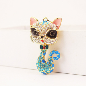 Moda nueva pareja llavero accesorios Animal zorro llavero civeta <span class=keywords><strong>gato</strong></span> llavero con diamantes de imitación cristal llavero baratija - Product Image 4