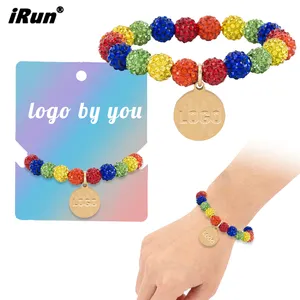 iRun Inspiration Shamballa Beaded Bracelet Unisex Rhinestone Disco Ball Bracelet Jewelry Gift Baseball Team Fans