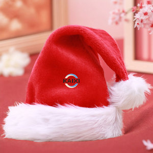 Chapeau de Noël de haute qualité avec logo personnalisé en gros pour la décoration unisexe casquette longue en peluche chapeaux du père Noël - Product Image 1