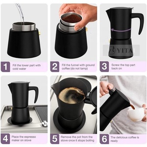BERTILLE Cuisinière Noir Mat Machine À Espresso <span class=keywords><strong>6</strong></span> <span class=keywords><strong>Tasses</strong></span> À <span class=keywords><strong>Induction</strong></span> En Acier Inoxydable Moka Pot Cafetière - Product Image 4
