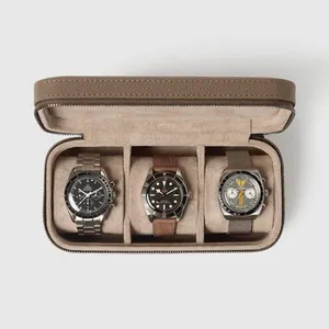 Роскошный Мужской органайзер на молнии наручные часы дорожный ящик для хранения из искусственной кожи чехол для часов для мужчин