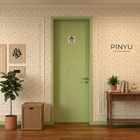Armoire en bois massif vert clair ton uni pour chambre à coucher, série de portes complètes pour rénovation commerciale