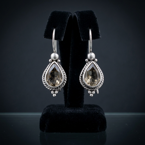 Boucles d'oreilles pendantes vintage en argent 925 avec cristal taille poire, serti clos, style goutte d'eau, pour femme, bijoux à porter au quotidien - Product Image 2