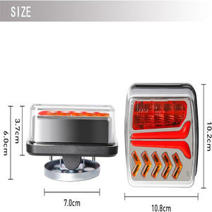 Spina Europea 2 Pezzi 12V 24V Wireless 30M Fanale Posteriore Magnetico a LED Luce di Segnalazione Avvertimento e Freno per Rimorchio Camper Camion Autocarro - Product Image 6