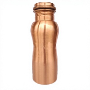 Bouteille d'eau finie mate de forme incurvée en cuivre antique bouteille en cuivre étanche et antirouille pour l'école à la maison et le bureau - Product Image 1