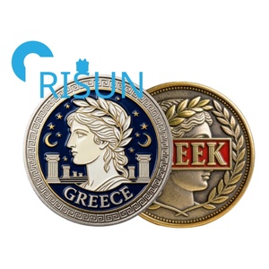 Moneda de desafío griega antigua 3D de metal, latón y bronce, con logotipo esmaltado personalizado, estilo romano y espartano, para venta al por mayor - Product Image 3
