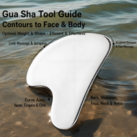 Planche Gua Sha en acier inoxydable 304L poli miroir en forme de cœur, outil de massage ergonomique pour le lifting et le raffermissement du visage et du corps, marque privée