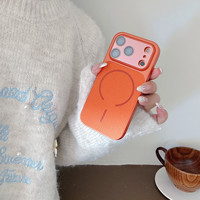 Étui de téléphone simple en cuir PU texturé pour iPhone Air 13 14 15 16 17 Pro Max avec chargement sans fil et protection magnétique pour objectif