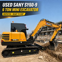 Mini-excavatrice SANY SY60-9 d'occasion 2023, 6 tonnes, hydraulique, sur chenilles, moteur Isuzu, godet de 0,25 m³ à vendre