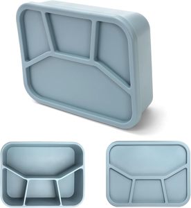 Boîte à lunch en silicone à 4 compartiments avec couvercle, récipient de stockage alimentaire divisé, chauffable pour adultes et enfants - Product Image 1