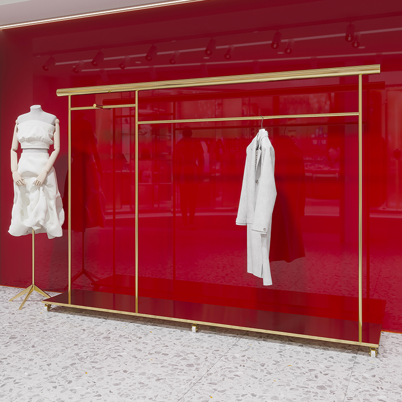 clothes rack for clothing store golden