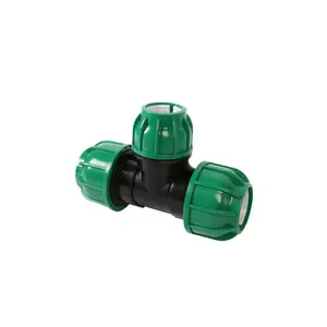 Customization PE PP Compression Fittings green cap PN16 Socket HDPE Pipe Fittings Tee