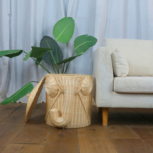 Handmade Wicker Elephant Storage <b>Basket</b> Round Eco-Friendly <b>Laundry</b> Hamper For Bathroom Toy Clothes Organizer - Product Image 2