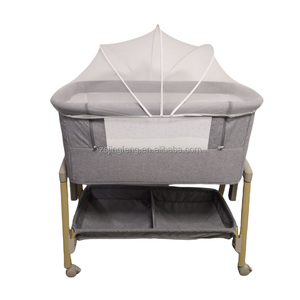 Cunas para Bebés Junto a la Cama <span class=keywords><strong>de</strong></span> los Adultos, <span class=keywords><strong>Cuna</strong></span> <span class=keywords><strong>de</strong></span> Metal Ligera, Portátil, Fácil <span class=keywords><strong>de</strong></span> Plegar, Duradera, <span class=keywords><strong>con</strong></span> <span class=keywords><strong>4</strong></span> <span class=keywords><strong>Ruedas</strong></span>, Muebles para Dormitorio - Product Image 4