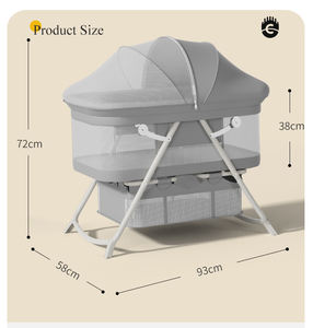 <span class=keywords><strong>Lit</strong></span> de bébé moderne de luxe, berceau pliable en métal avec tissu en lin + alliage d'aluminium, chambre à coucher, hôpital et parc - Product Image 2
