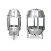 Four à poulet rôti au charbon de bois en acier inoxydable de 60 cm de diamètre pour usage commercial et domestique, avec verre trempé transparent, capacité maximale de 270.