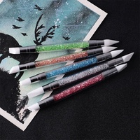 Ensemble de 5 stylos en silicone pour manucure à double extrémité, avec pointe en diamant gravé, outil de pointillage de points de beauté.