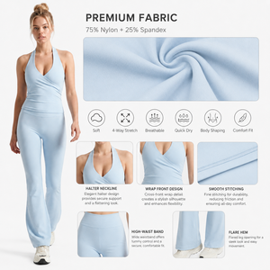 Pantalon d'été décontracté américain YWJC GARMENT à manches courtes et jambes larges pour femme, en Spandex/Nylon, respirant, séchage rapide, taille haute - Product Image 4