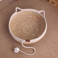 Panier de rangement pour chat en corde de coton confortable, rond, moderne, écologique et personnalisé, avec coussin