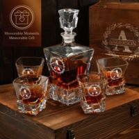 Ensemble de carafe à liqueur en cristal transparent avec logo personnalisé, vin, whisky, avec 2 verres à whisky et 8 pierres dans une boîte en bois