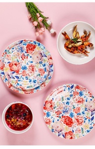 Plato de cena de cerámica con diseño de flor de Rosa de jardín exótico de La Habana cubana Cubiertos - Product Image 2