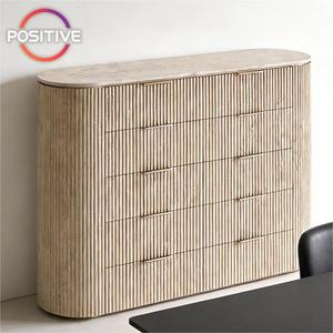 <span class=keywords><strong>Aparador</strong></span> con Estructura de Madera Contrachapada, Tapa de Mármol Natural, 10 Cajones, Almacenamiento en Capas para Sala de Estar, Dormitorio, Decoración del Hogar - Product Image 2