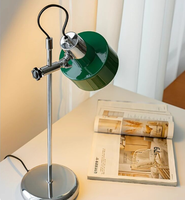 Lampe de bureau réglable en chrome de style Mid-Century, abat-jour conique en métal, tête rotative, lampe de chevet, lampe de lecture, lampe de travail pour bureau