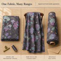 Tissu Jacquard Teint en Fil Polyester Rayonne Motif Floral et Oiseaux Charbon Vente en Gros Fournisseur Textile OEM ODM pour Robes Sacs Chapeaux