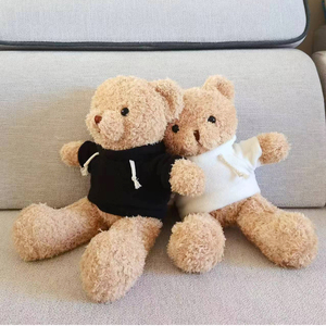 新年プロモーションギフト会社マスコットかわいいぬいぐるみカスタムロゴぬいぐるみテディベアホワイトブラックパーカーシャツ - Product Image 3