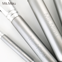 Premium profesyonel Ms.Miau beyaz keçi saç alman sentetik elyaf 6-Piece makyaj fırçası Set özelleştirilebilir kıllar alüminyum