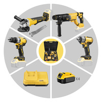 Ensemble d’outils électriques sans fil 4 en 1, sans balais, 21 V, perceuse-percuteur multifonctionnelle à haute puissance