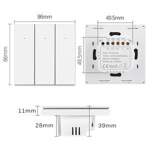 XZJ 2-Gang Smart Life Smart Switch WIFI Eu/UK Conectividad <span class=keywords><strong>PC</strong></span>/ABS Material Corriente máxima 16A Voltaje máximo 240V - Product Image 3