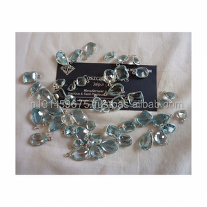 Connecteur de pierres précieuses pour lunette en argent bleu ciel avec topaze AAA pour pendentifs fins et breloques de fête Accessoire en vrac - Product Image 1