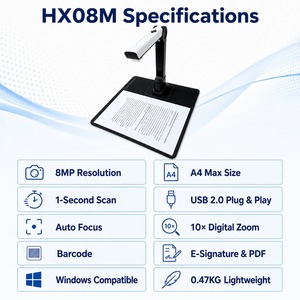 Tragbarer Faltbarer Dokumentenscanner 8MP HD Hochgeschwindigkeits-USB-Kamera für Büro, Klassenzimmer und Fernunterricht - Product Image 5