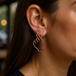 Boucles d'oreilles en forme de cœur en or rose pour femmes, bijoux romantiques à la mode, cadeau, boucles d'oreilles en alliage de Zinc, E2988 - Product Image 2