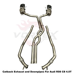 Vortex Lightweight <b>Sandblasted</b> Titanium Full System With Downpipes For Audi RS6 C8 4.0T Track Racing Upgrade - Product Image 5