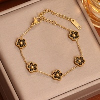 Nouveau Bracelet Femme Tendance 2025 Plaqué Or avec Fleur en Zirconia Colorée, Accessoire Délicat en Acier Inoxydable