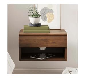 Modern Wall-Mounted <strong>Floating</strong> <strong>Nightstand</strong> for Bedroom Feature Storage Drawer and Open Shelf for Living Room Use - Product Image 3