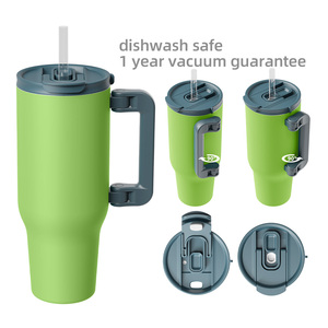 Gobelet isotherme sous vide <span class=keywords><strong>à</strong></span> double paroi en acier inoxydable <span class=keywords><strong>de</strong></span> 40 oz pour boissons chaudes et froides, avec <span class=keywords><strong>poignée</strong></span> pliable et couvercle <span class=keywords><strong>à</strong></span> paille - Product Image 1