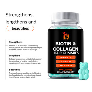 Private Label Biotin <b>Collagen</b> Hair Gummies with Biotin Hyaluronic Acid Beauty Skin Hair Nails Support Provides Intense - Product Image 5