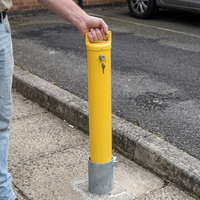 Borne de sécurité amovible KAVASS à verrouillage interne, poteau de sécurité jaune en acier haute visibilité anti-choc pour parking