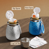 Bouteille d'eau isotherme miniature de 380 ml en titane avec paillettes scintillantes