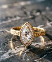 Bague en argent sterling 925 avec zircon et design rétro œil de cheval entouré de diamants, bague de mariage éblouissante