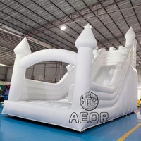 Nouvelle conception de toboggan gonflable commercial en PVC blanc pour l'extérieur, toboggan gonflable à une voie pour enfants et adultes